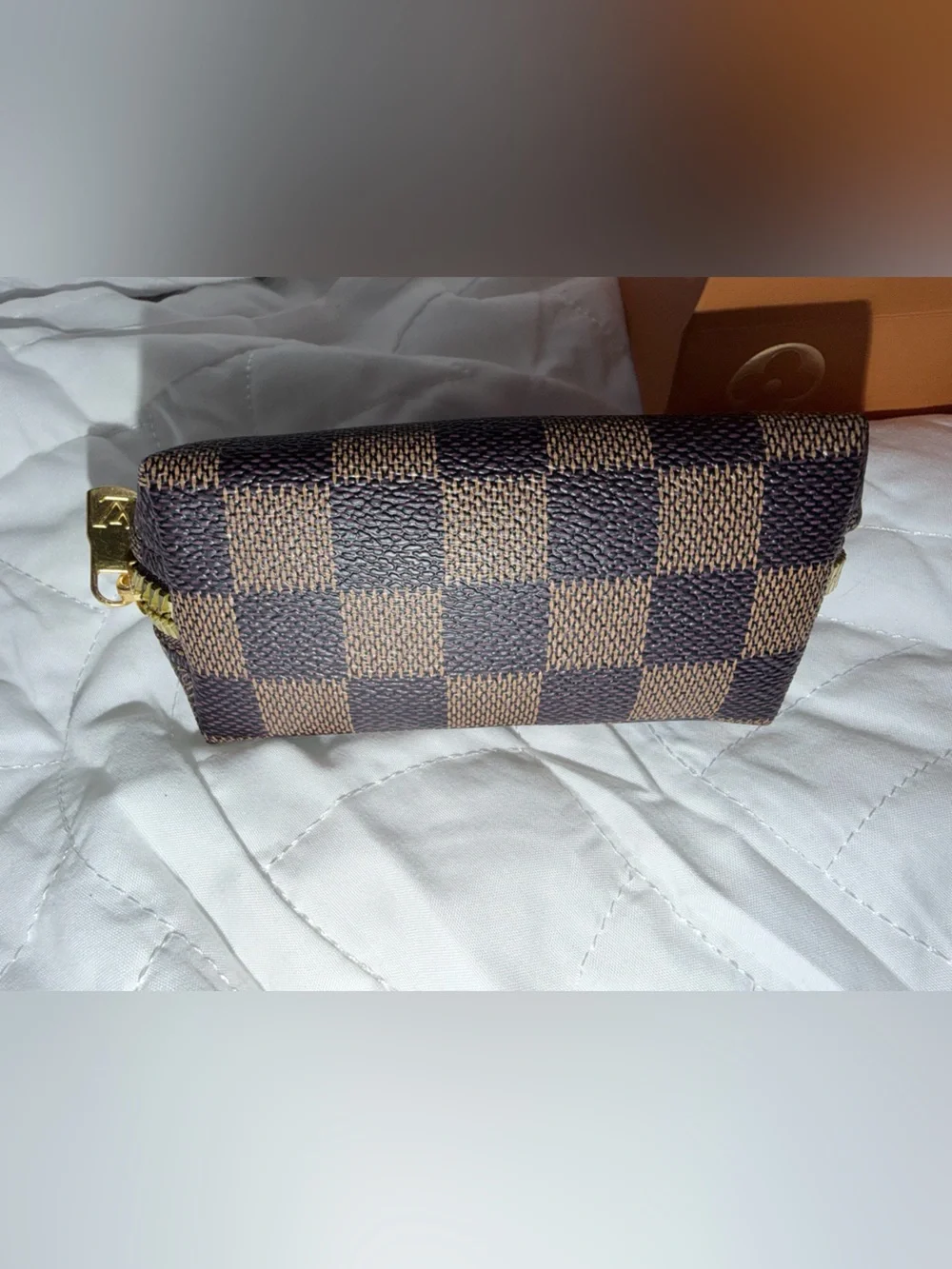Fashion  Cosmetic Pouch with Gold-Tone Zip